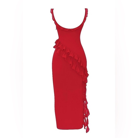 HOUSE OF CB 'Ariela' Cherry Ruffle Maxi Dress - Picture 4 of 4